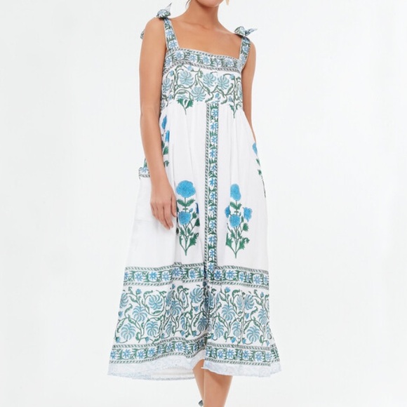 Juliet Dunn Exclusive White Poppy Tie Shoulder Dress - Picture 2 of 12